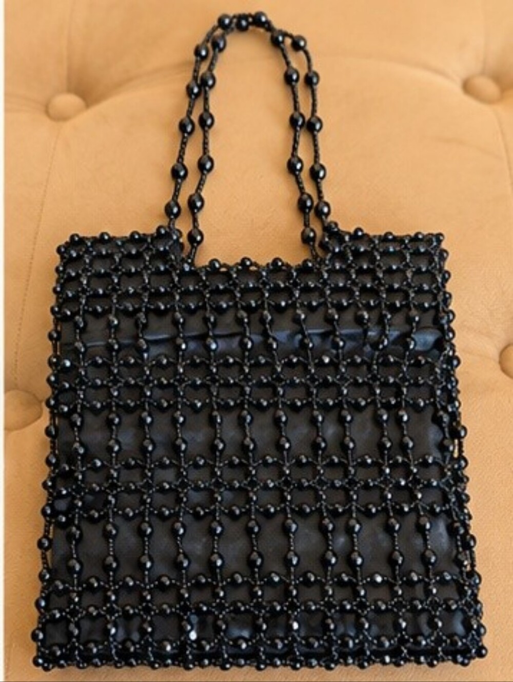 Vintage Giorgio Beverly Hills Black Beaded Evening Bag Purse